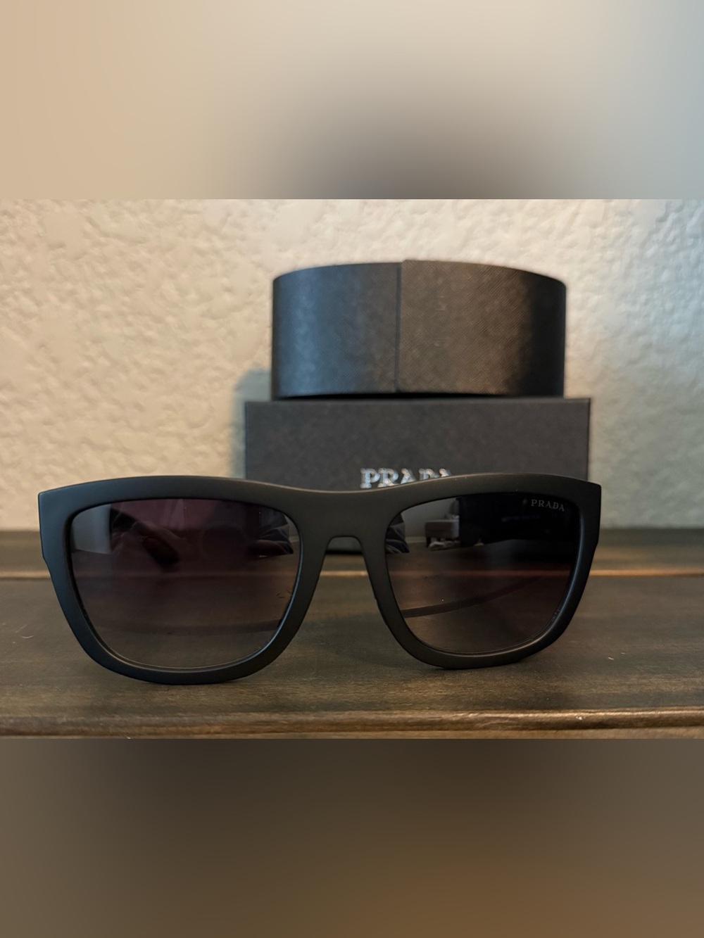 Prada Matte Black Sunglasses with Dark Gradient Lenses